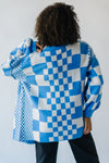 The Off the Wall Checkered Cardigan in Ocean
