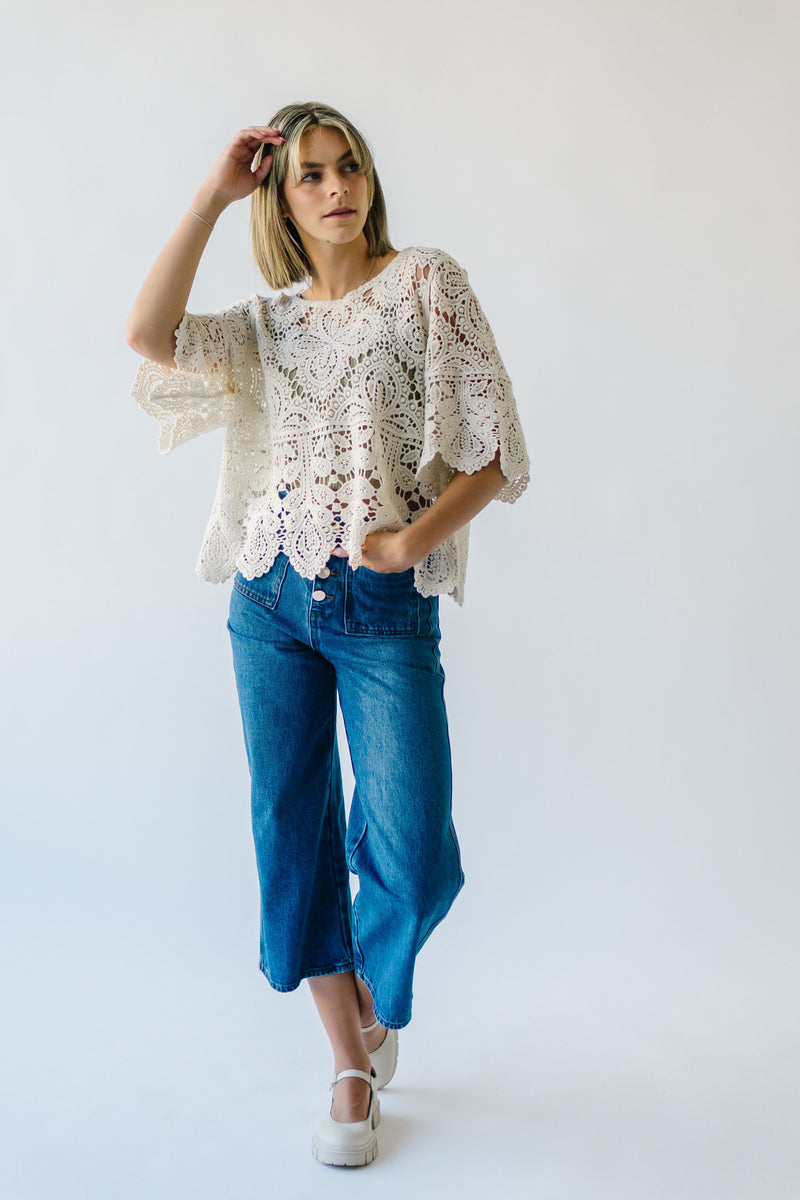 The Tustin Crochet Detail Top in Natural