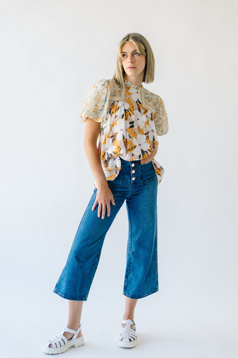 The Silverado Embroidered Blouse in Mustard Floral