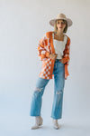 The Off the Wall Checkered Cardigan in Melon