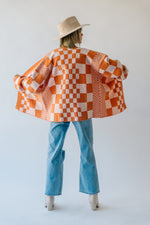 The Off the Wall Checkered Cardigan in Melon