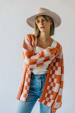 The Off the Wall Checkered Cardigan in Melon