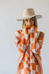 The Off the Wall Checkered Cardigan in Melon