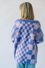 The Off the Wall Checkered Cardigan in Lavender Haze