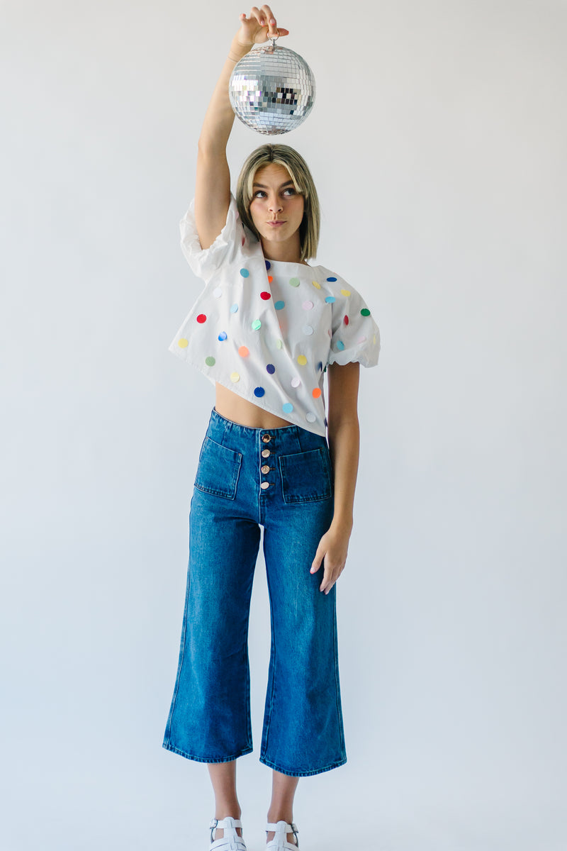 The Palmdale Sequin Dot Detail Tee in White