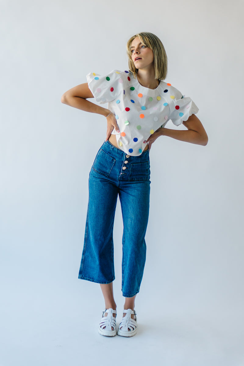 The Palmdale Sequin Dot Detail Tee in White