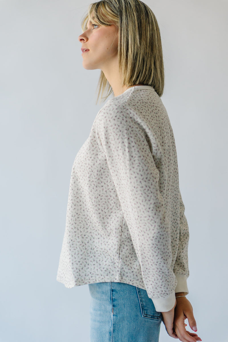 The Lomita Floral Long Sleeve Top in Dusty Pink