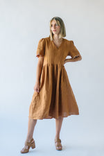 The Torrance Scalloped Detail Dress in Hazelnut