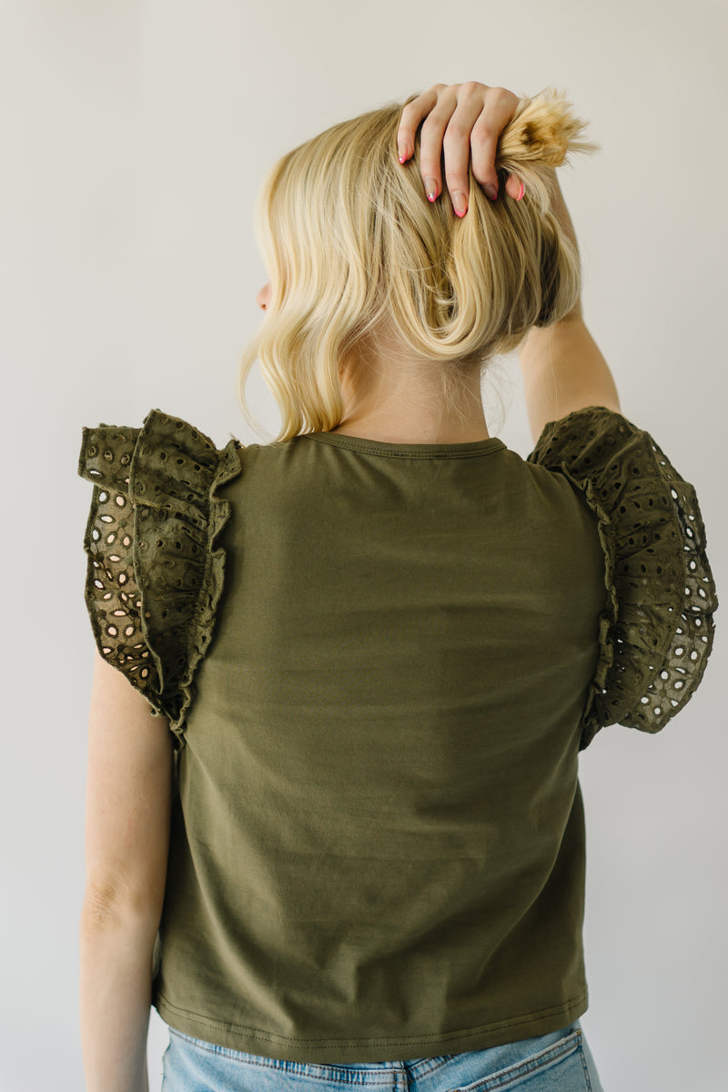 The Dottie Eyelet Detail Blouse in Olive