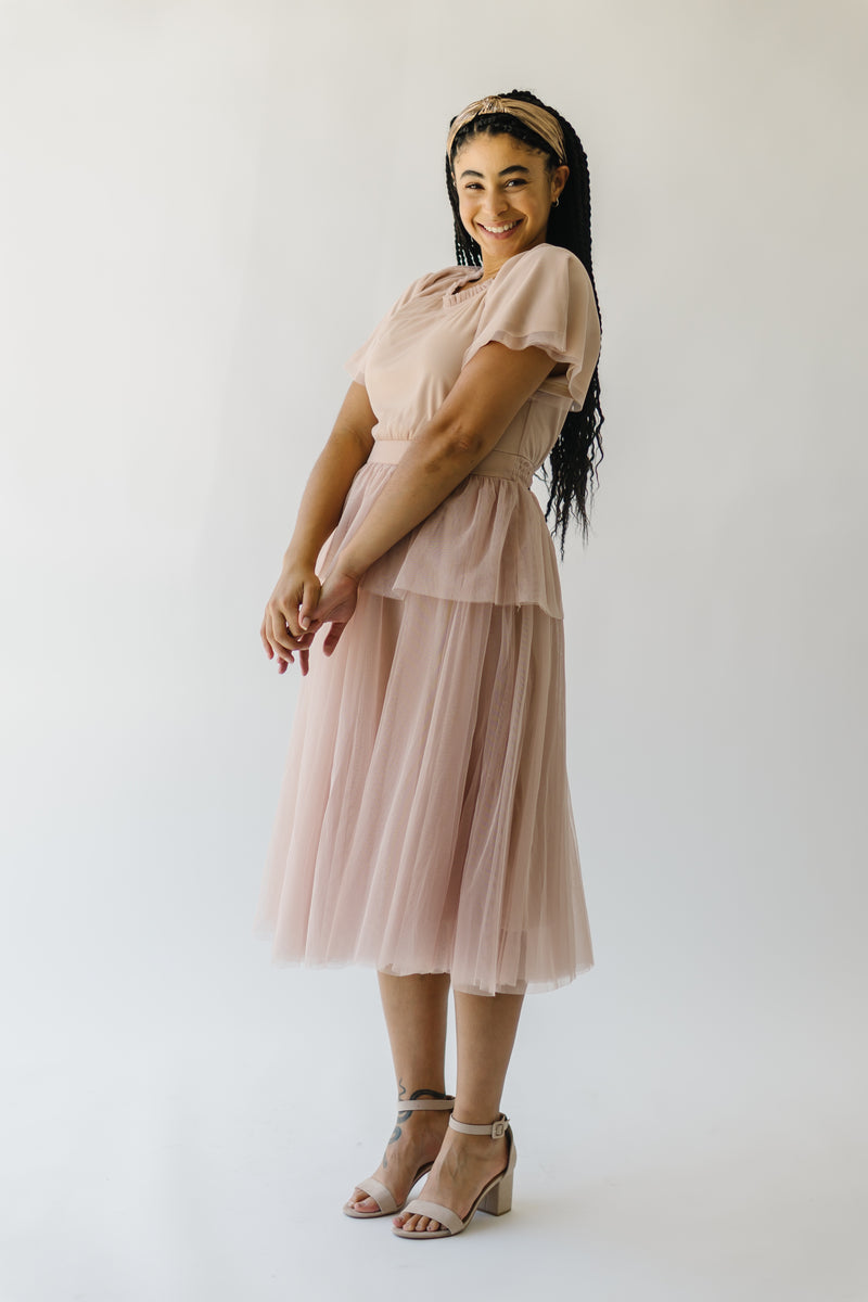 The Gilbert Tiered Detail Dress in Champagne