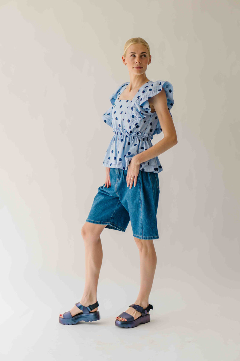 The Franklin Polka Dot Blouse in Blue Combo