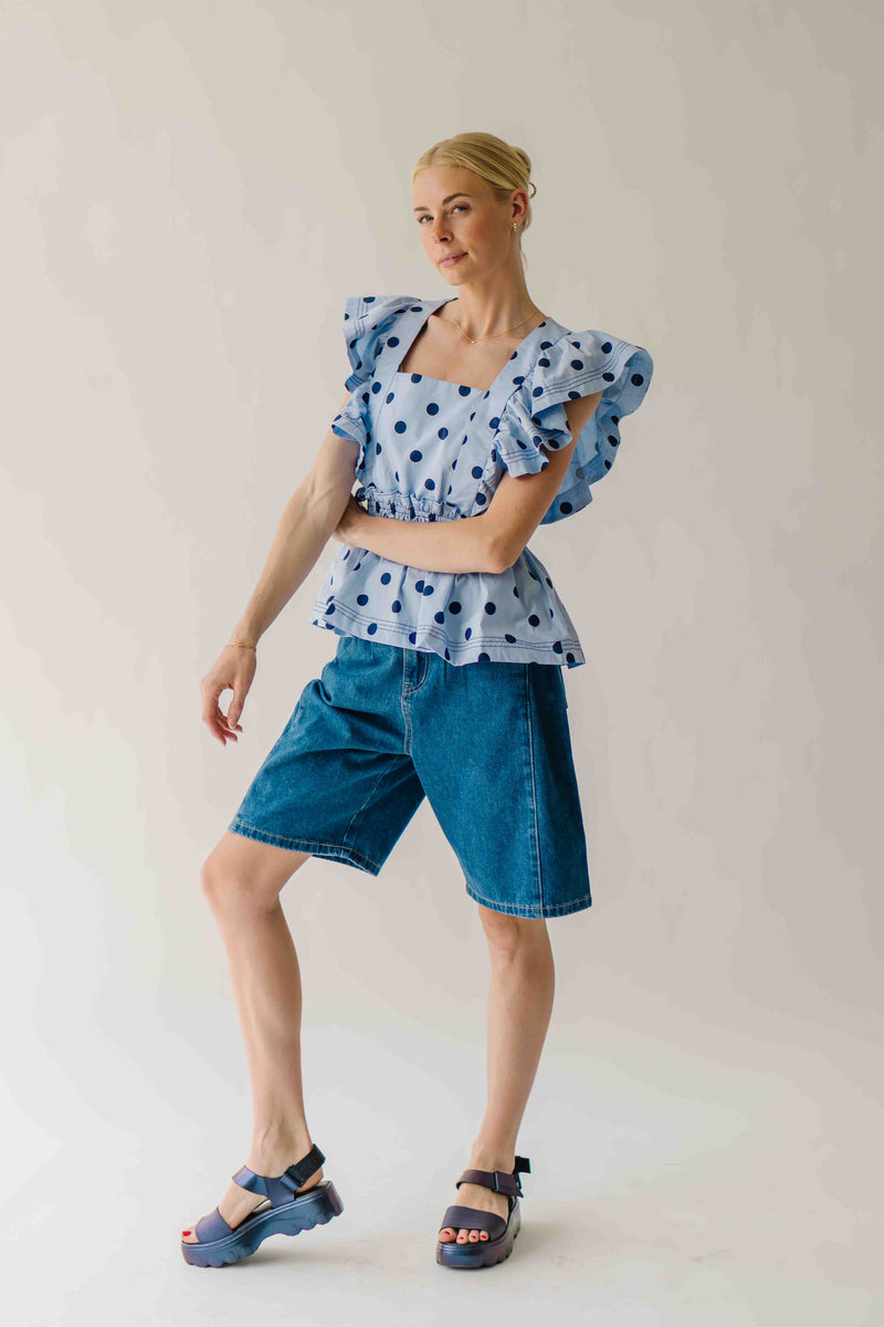 The Franklin Polka Dot Blouse in Blue Combo