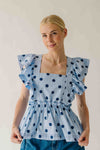 The Franklin Polka Dot Blouse in Blue Combo
