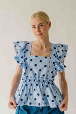 The Franklin Polka Dot Blouse in Blue Combo
