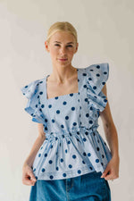 The Franklin Polka Dot Blouse in Blue Combo