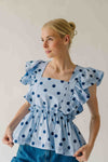 The Franklin Polka Dot Blouse in Blue Combo