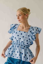 The Franklin Polka Dot Blouse in Blue Combo
