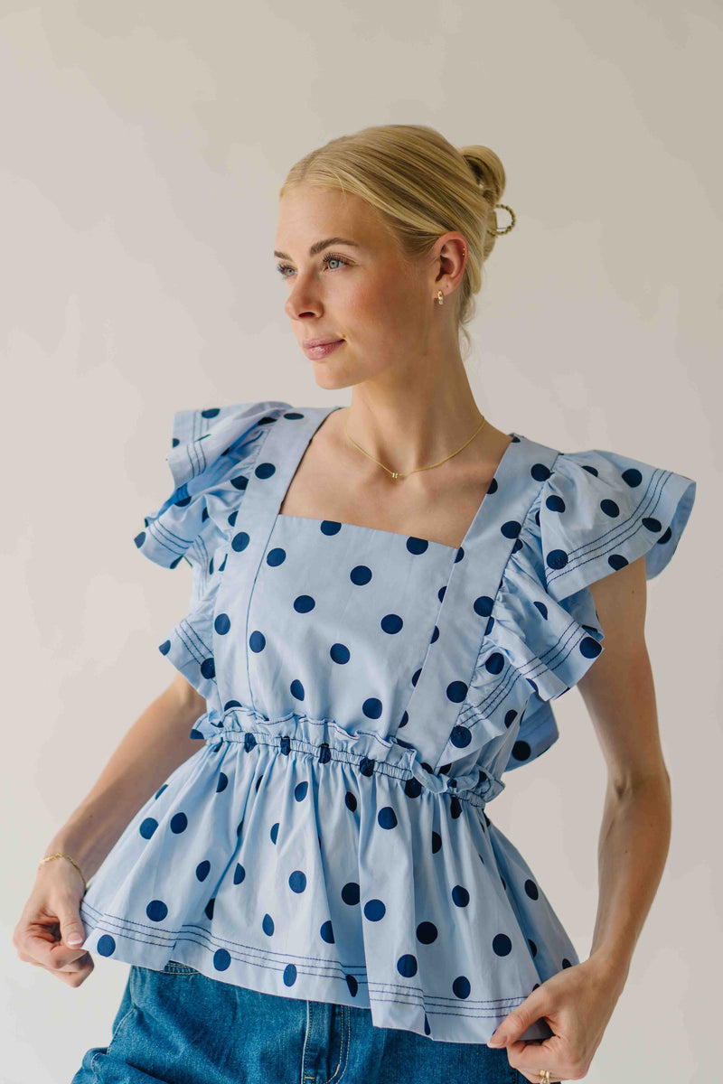 The Franklin Polka Dot Blouse in Blue Combo