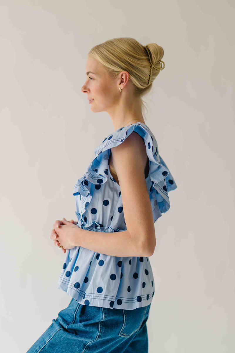 The Franklin Polka Dot Blouse in Blue Combo