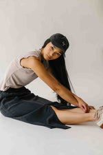 The Gianni Striped Ruffle Tank in Mushroom