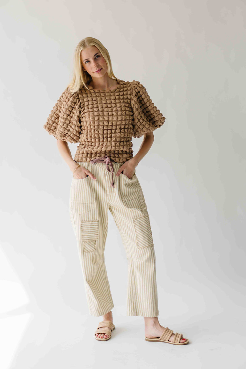 The Zogas Striped Barrel Pant in Natural + Cream