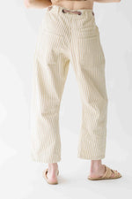 The Zogas Striped Barrel Pant in Natural + Cream