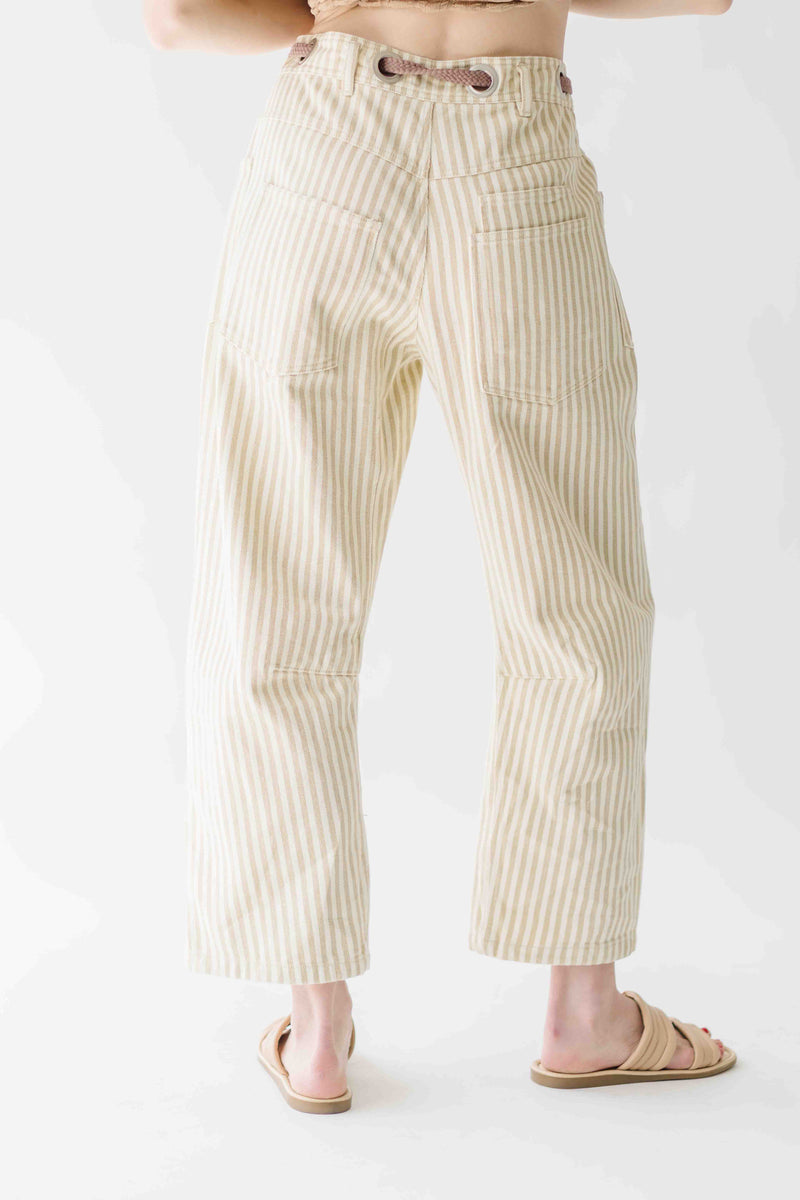 The Zogas Striped Barrel Pant in Natural + Cream