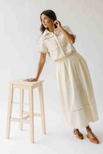 The Blevins Lace Detail Shirt + Skirt Set in Butter