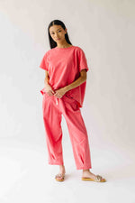 The Andy Washed Short Sleeve + Pleated Pant Set in Red