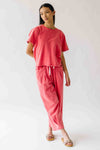 The Andy Washed Short Sleeve + Pleated Pant Set in Red