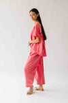 The Andy Washed Short Sleeve + Pleated Pant Set in Red
