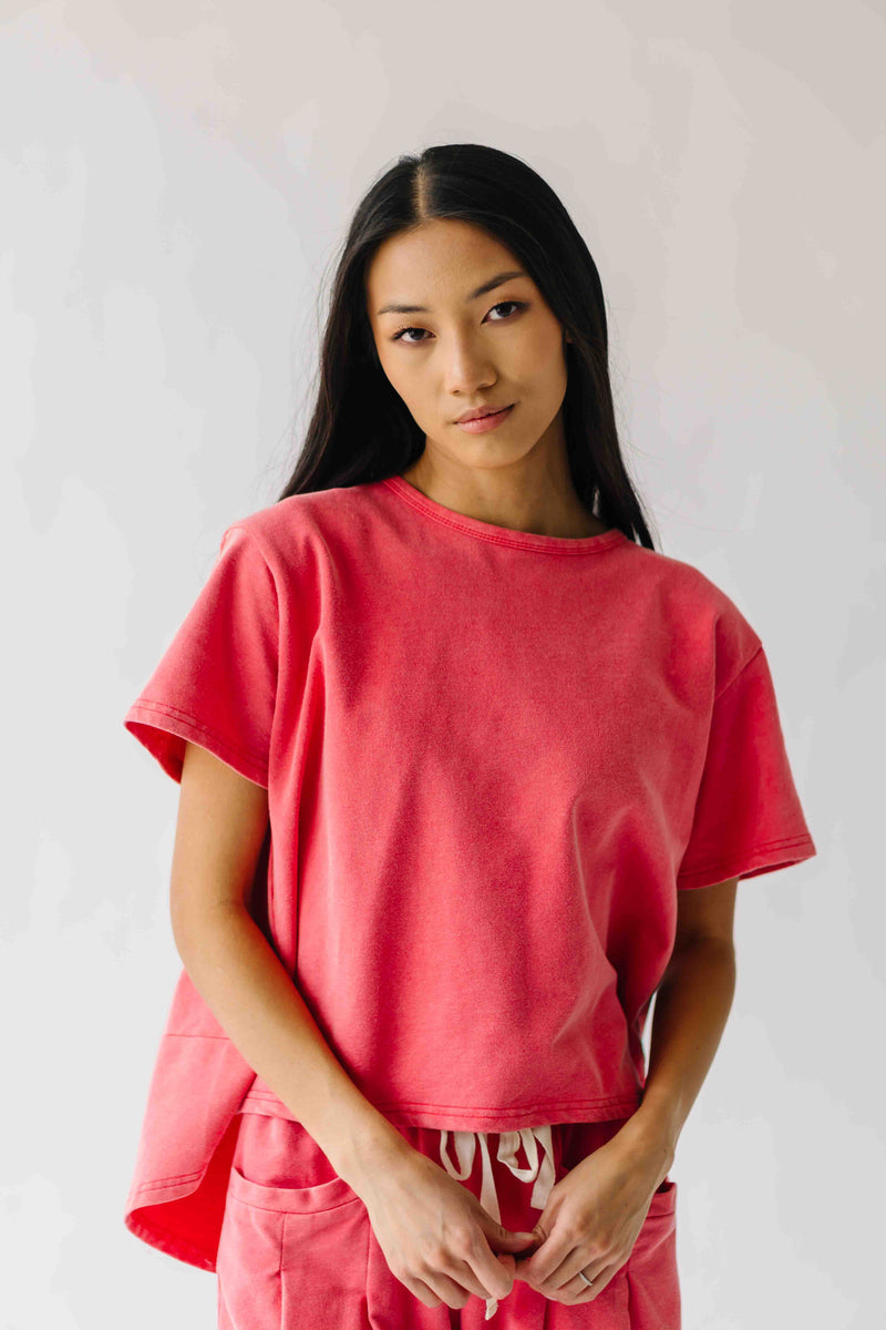 The Andy Washed Short Sleeve + Pleated Pant Set in Red