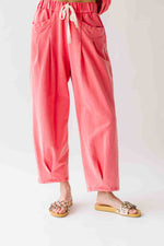 The Andy Washed Short Sleeve + Pleated Pant Set in Red