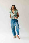The Zola Tie Bubble Blouse in Shamrock Green