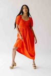 The Merna Smocked Detail Maxi Dress in Orange