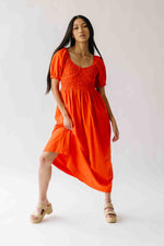 The Merna Smocked Detail Maxi Dress in Orange
