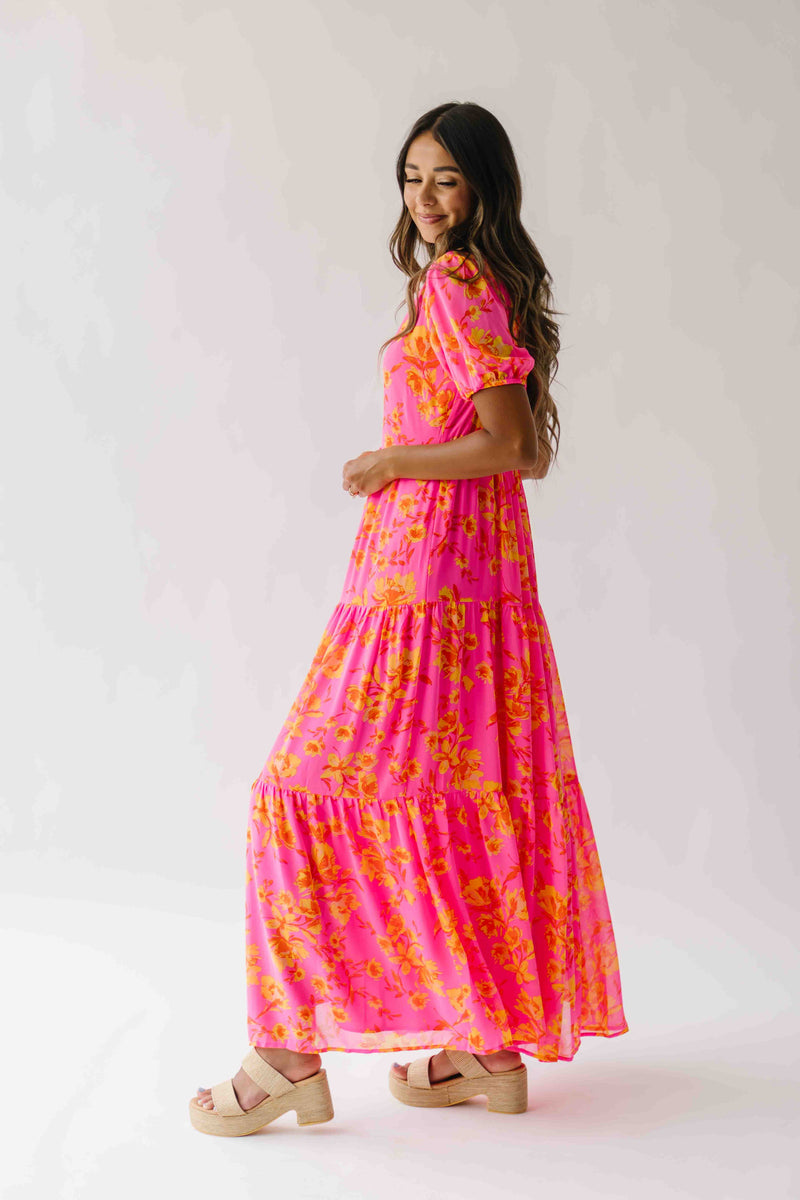 The Anaya Floral Maxi Dress in Pink Combo