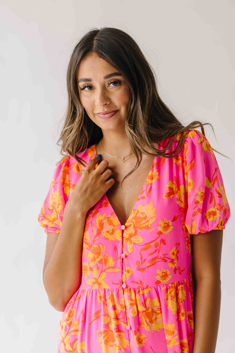 The Anaya Floral Maxi Dress in Pink Combo
