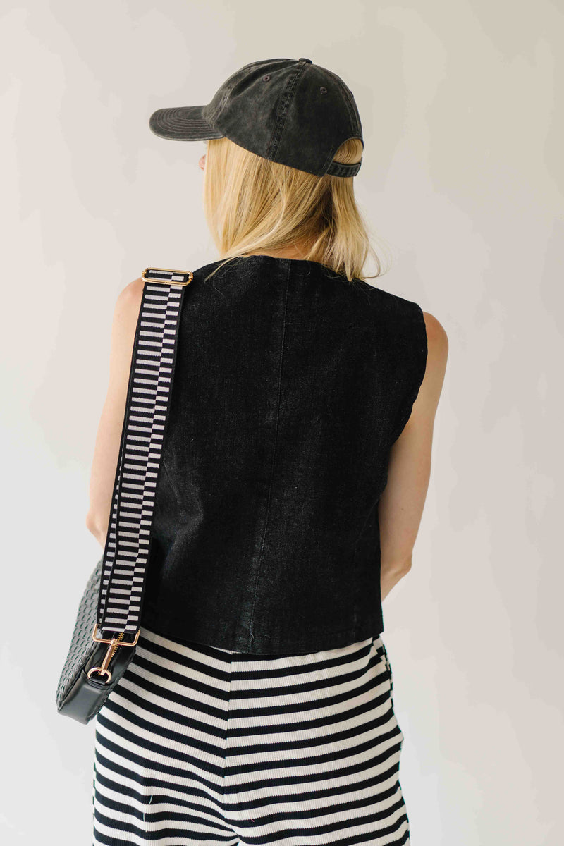 The Hanks Button-Up Denim Vest in Black