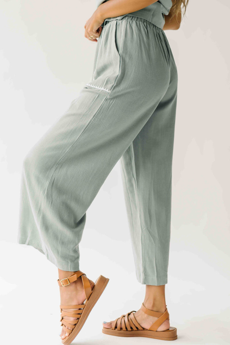The Riggins Embroidered Pant in Sage