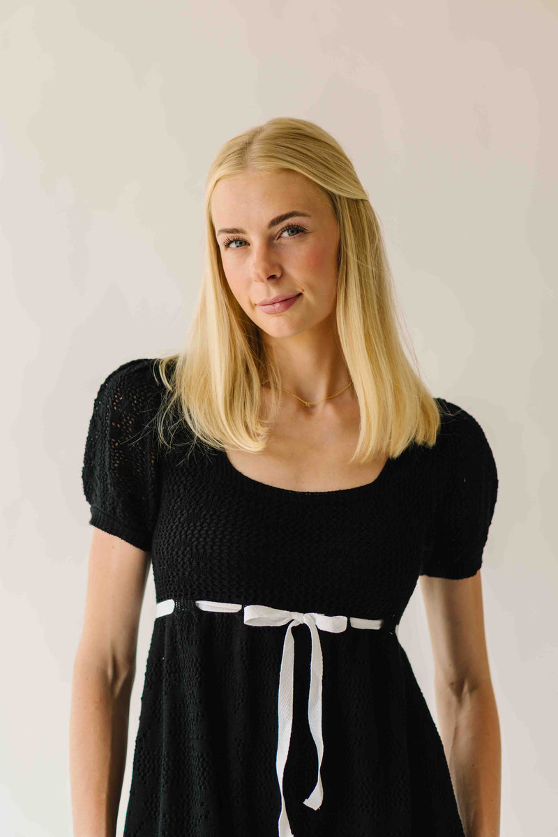 The Hulbert Crochet Square Neck Dress in Black
