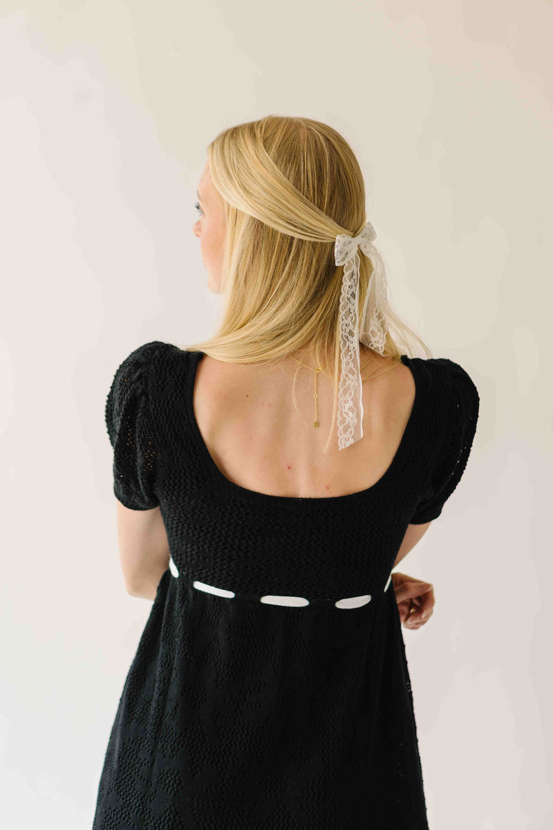 The Hulbert Crochet Square Neck Dress in Black 2X-Large