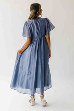 The Harston Flutter Sleeve Maxi Dress in Midnight Blue