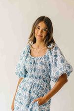 The Katrina Floral Midi Dress in Blue Multi