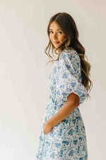 The Katrina Floral Midi Dress in Blue Multi