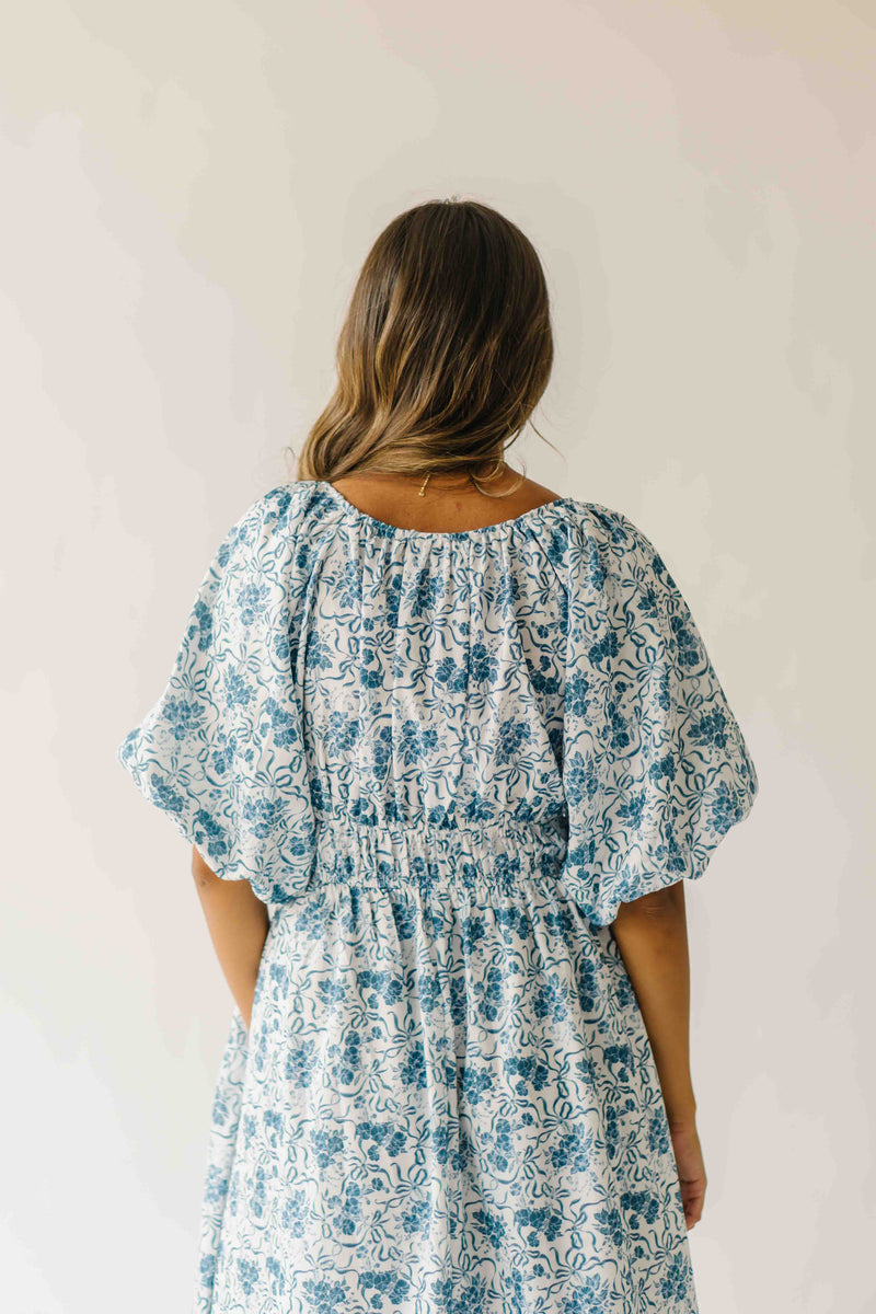The Katrina Floral Midi Dress in Blue Multi