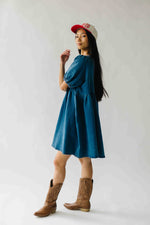 The Etterman Denim Tie Detail Dress in Dark Blue