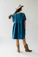 The Etterman Denim Tie Detail Dress in Dark Blue