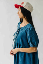 The Etterman Denim Tie Detail Dress in Dark Blue