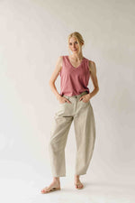 The Brinton Cropped Basic Tank in Coral